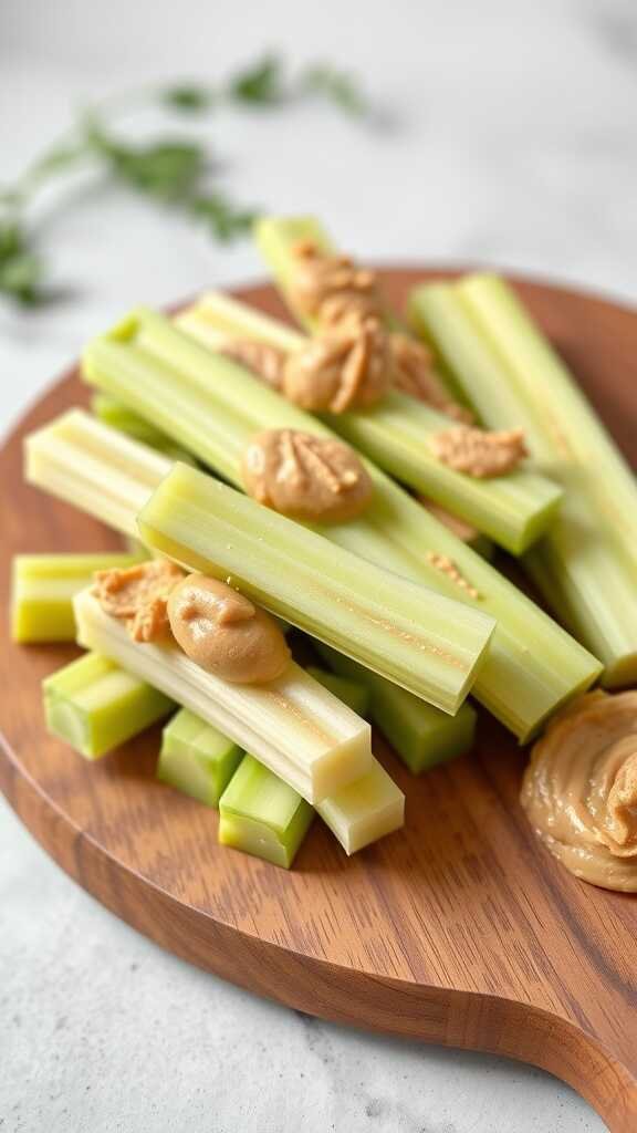 Nut butter spread on celery sticks