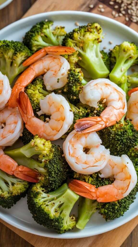 Shrimp Stir-Fry with broccoli on a plate
