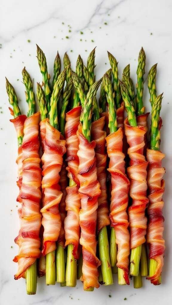 Bacon-Wrapped Asparagus arranged neatly