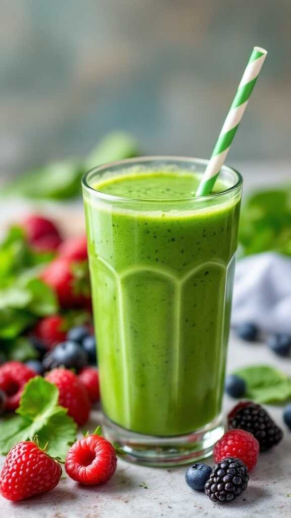 A refreshing green smoothie with berries