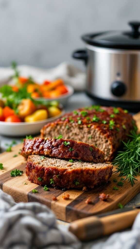 A delicious carnivore meatloaf served with a side of colorful vegetables, showcasing a nutritious and hearty meal.