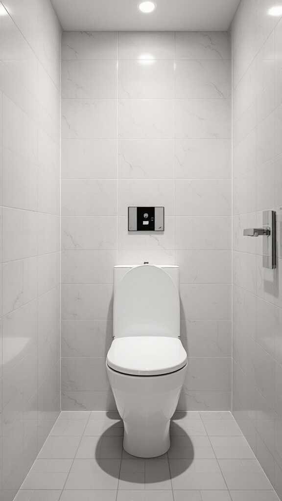 Compact white toilet in a modern small bathroom