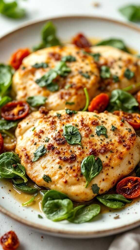 Creamy Tuscan Garlic Chicken with spinach and sun-dried tomatoes