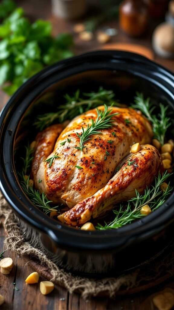 Crockpot Turkey Breast with Garlic and Rosemary