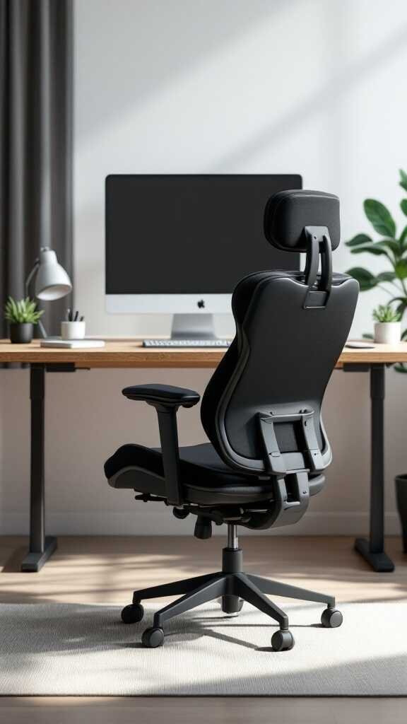 A modern ergonomic chair in a stylish home office setting
