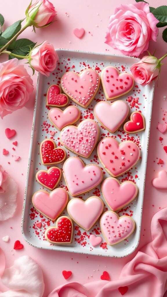 Decorative heart-shaped cookies for Valentine's Day