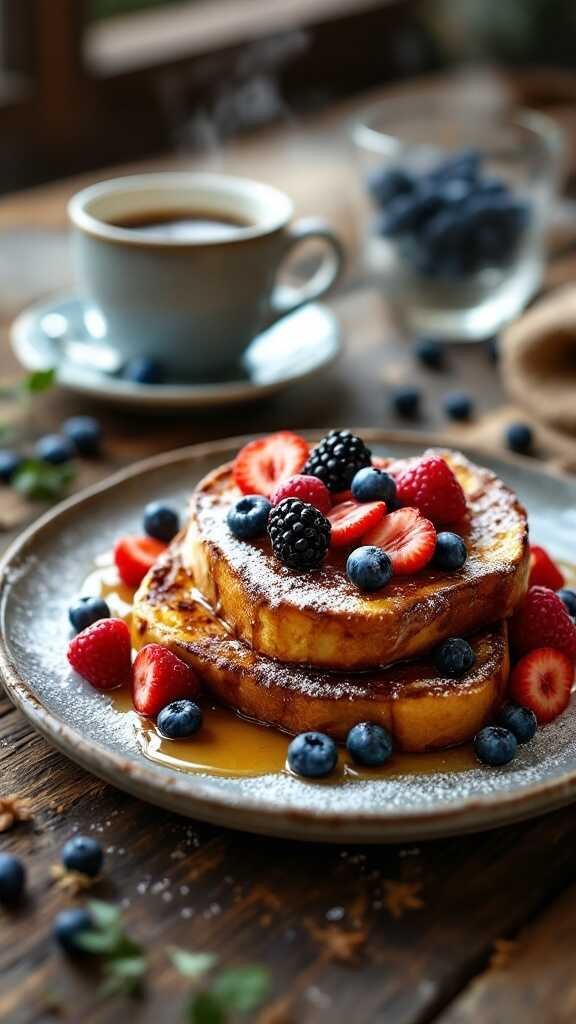 Keto Cloud Bread French Toast with berries on a plate