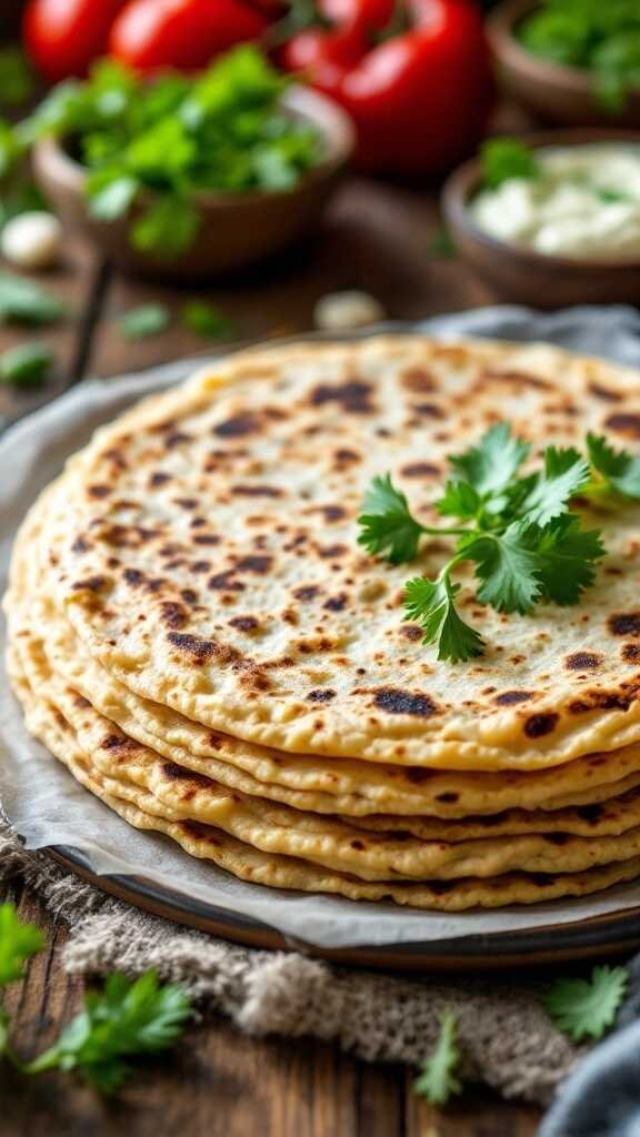 A stack of freshly made keto tortillas on a plate