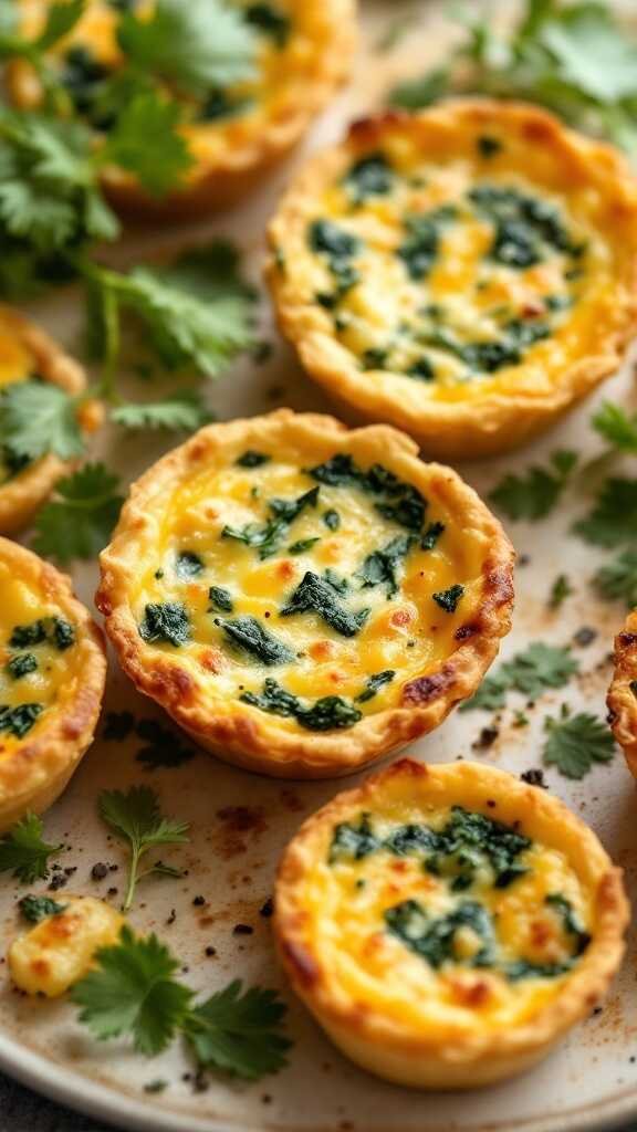 Mini quiches with spinach and cheese, perfect for Valentine's Day breakfast.