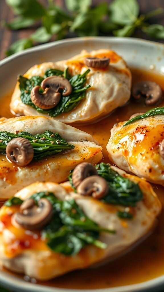 Mushroom and Spinach Stuffed Chicken with a savory filling