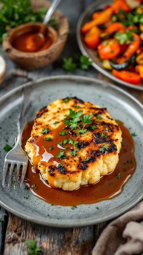 Pan Seared Cauliflower Steaks with Gravy