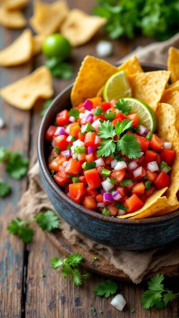 Fresh Pico de Gallo salsa with tortilla chips
