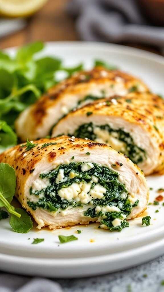 Spinach and feta stuffed chicken breast