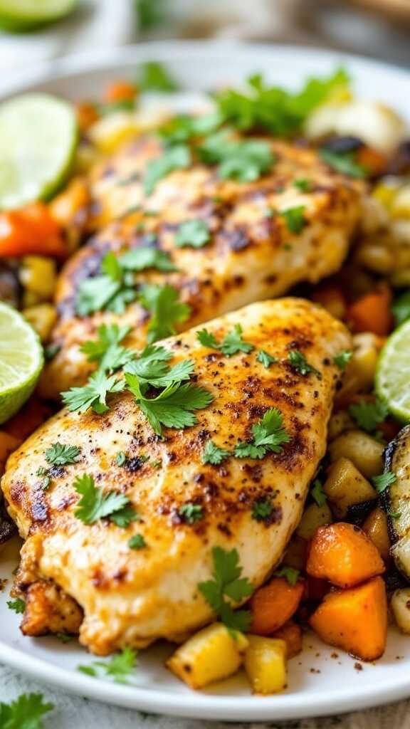 Zesty cilantro lime chicken with fresh vegetables