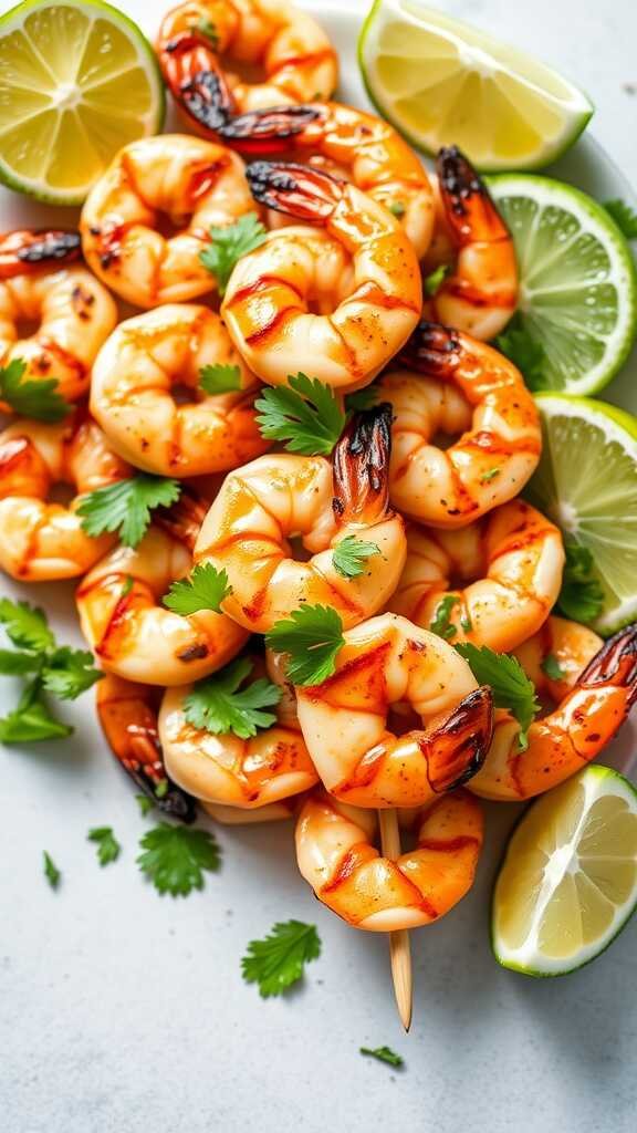 Grilled shrimp with lime and cilantro