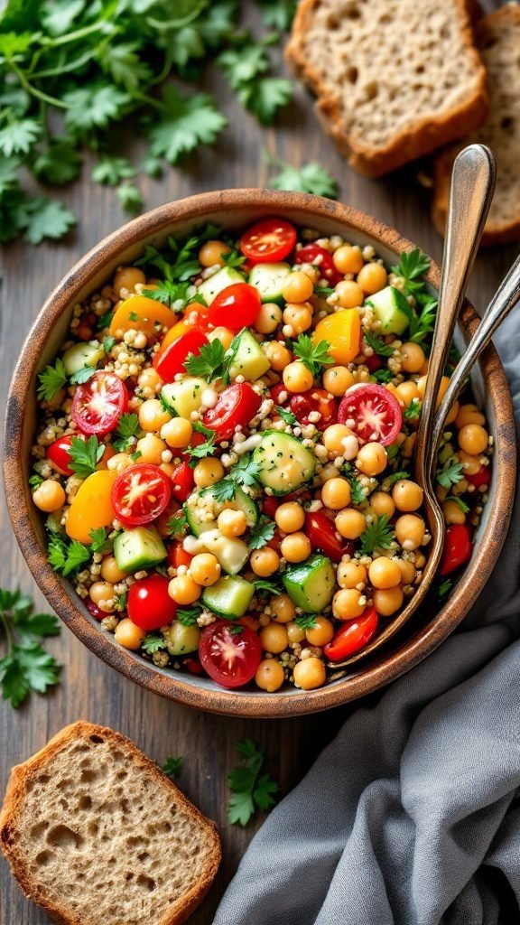 Chickpea Quinoa Salad with colorful vegetables