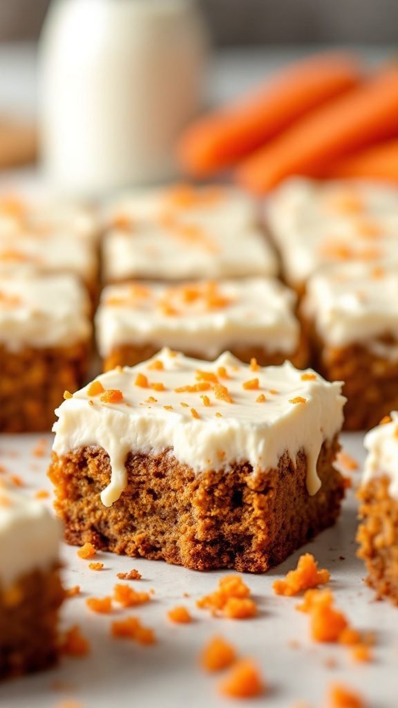 Delicious carrot cake brownies with cream cheese frosting