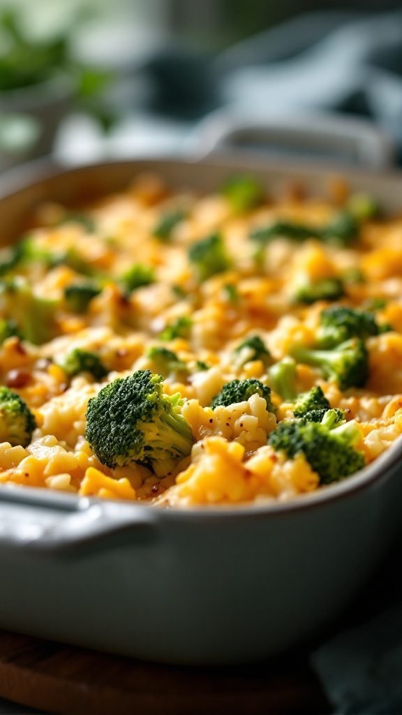 Cheesy Broccoli Rice Casserole with broccoli and cheese