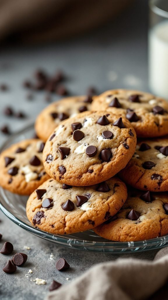 Delicious chocolate chip cookies with cream cheese, featuring crispy edges and soft centers.