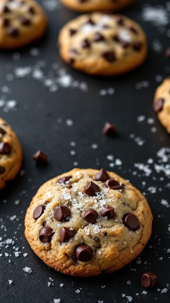 Chocolate chip cookies with sea salt sprinkled on top