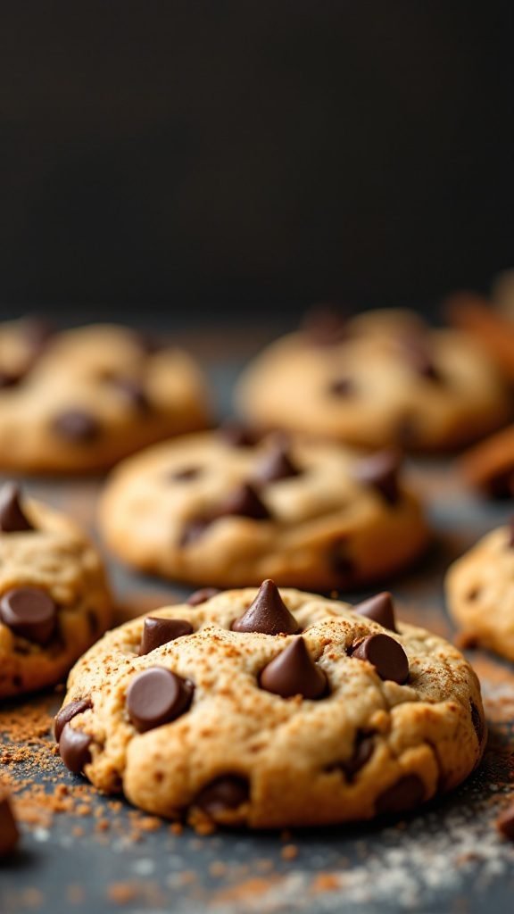 Cinnamon chocolate chip cookies with chocolate chunks