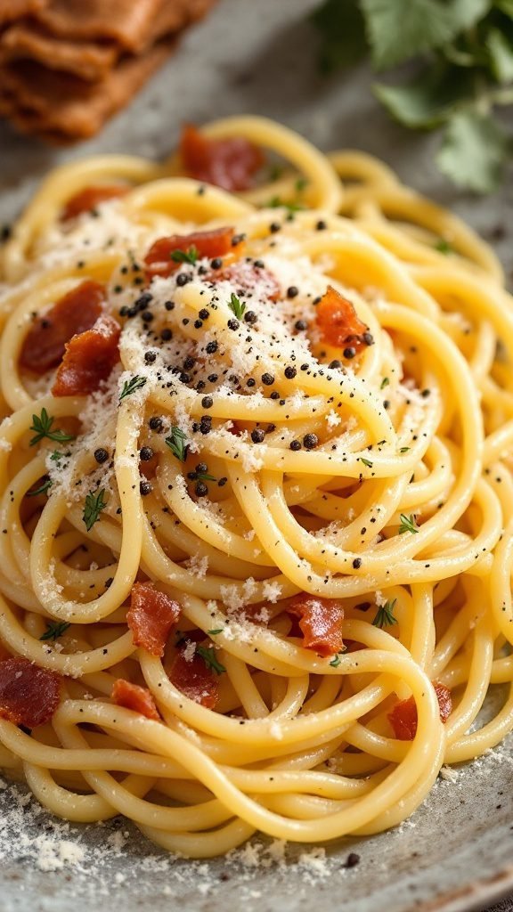 Classic Carbonara with Pancetta pasta dish