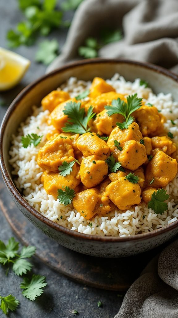 Coconut Curry Chicken served with rice