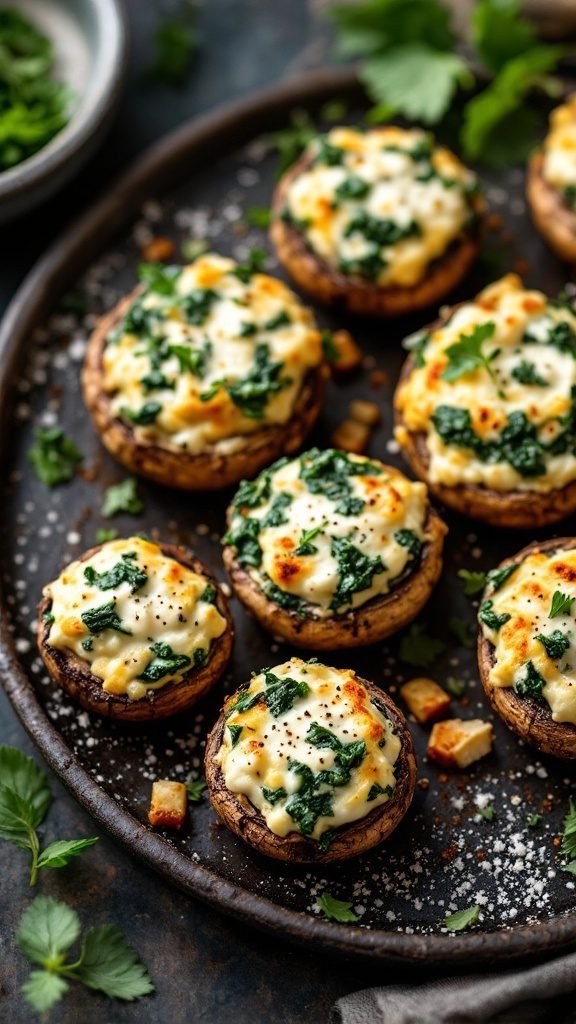 Creamy Spinach and Ricotta Stuffed Mushrooms