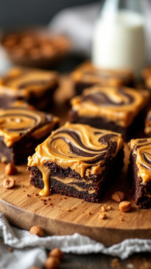 Peanut Butter Swirl Brownies on a platter