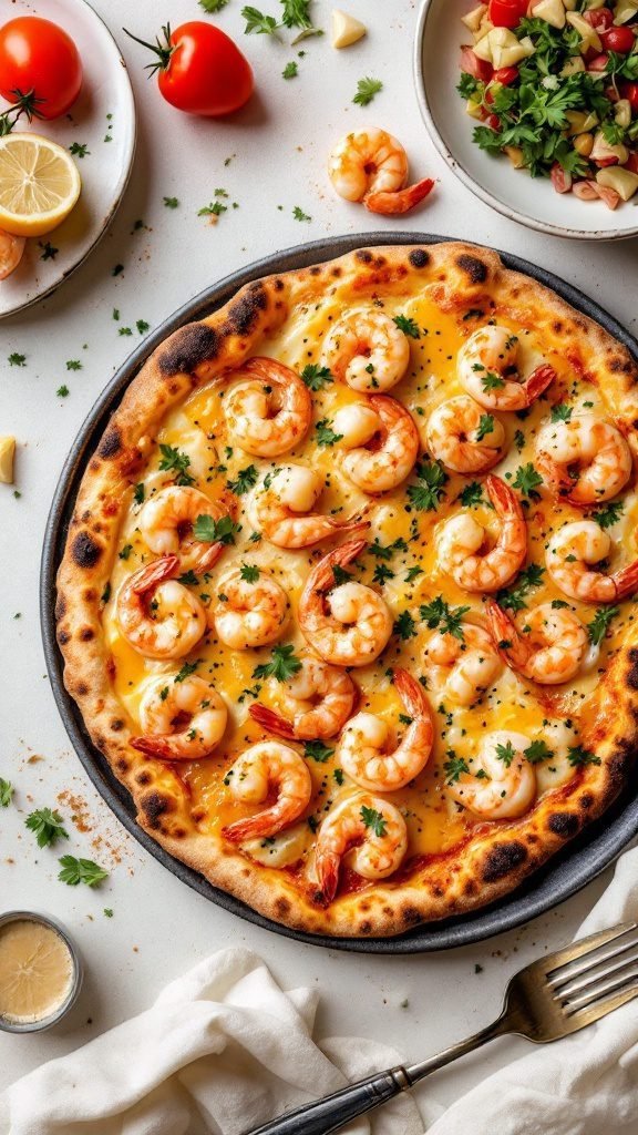 Shrimp Scampi Pizza with Garlic Butter Sauce