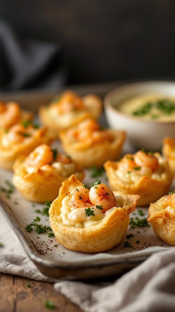 Shrimp Scampi Puffs on a baking tray