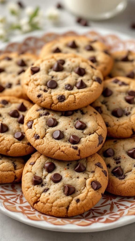 Delicious spicy chocolate chip cookies on a plate