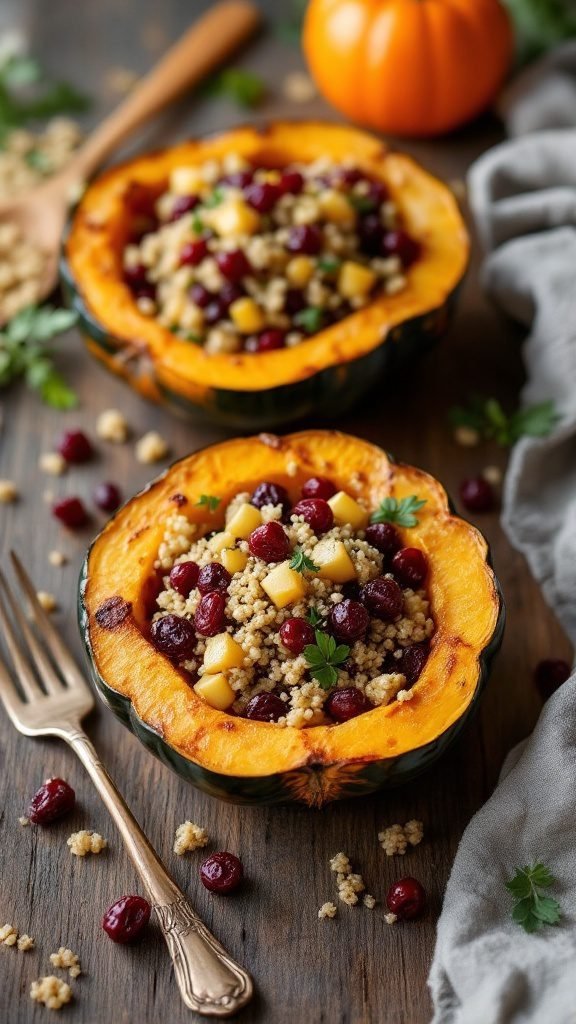 Stuffed acorn squash with quinoa and cranberries