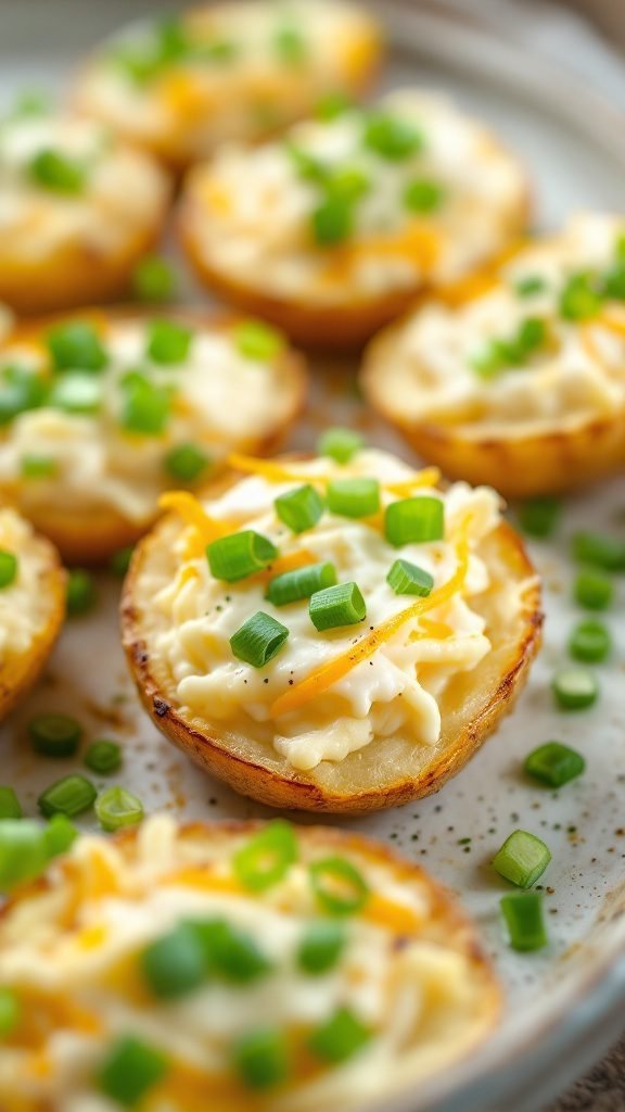 Creamy potato skins topped with green onions