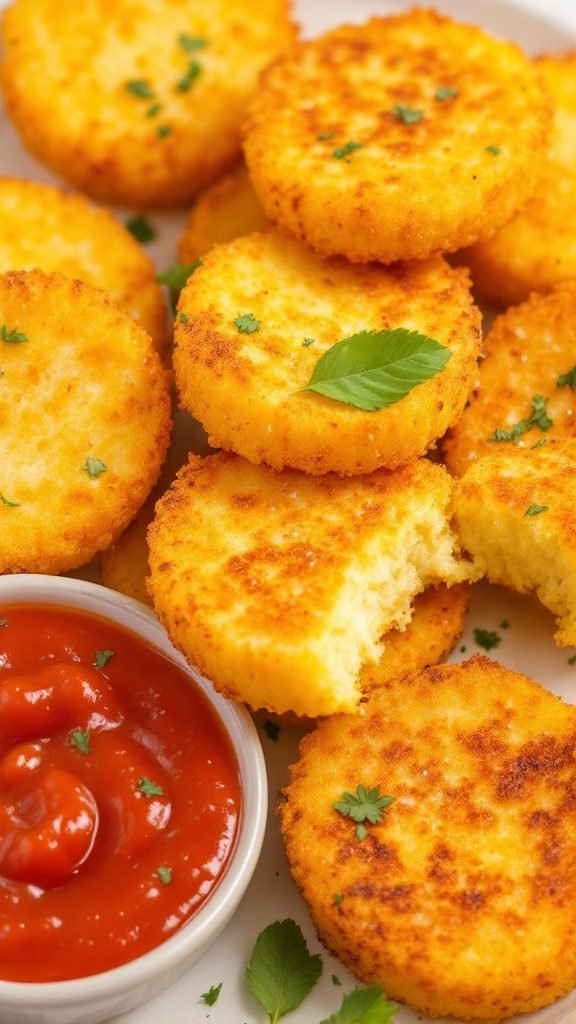 Crispy polenta bites served with marinara sauce