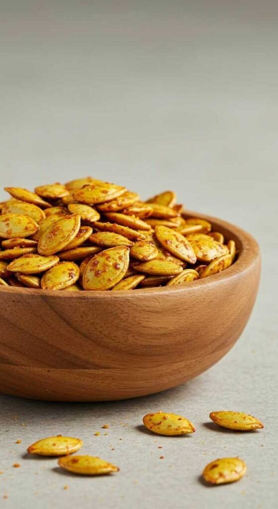A bowl of spiced pumpkin seeds