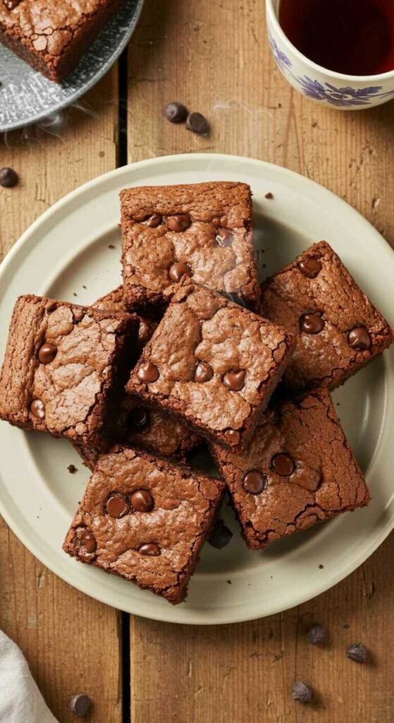 Chocolate Chip Cookie Brownies on a plate