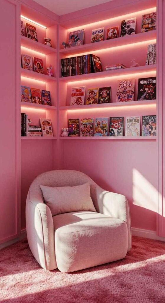 A cozy gaming nook.