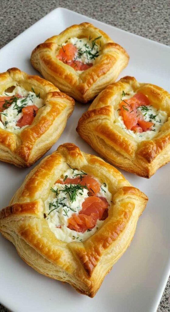 Salmon and cream cheese puff pastry